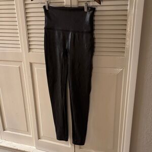 SPANX Faux Leather High Waist Black Leggings Size Large